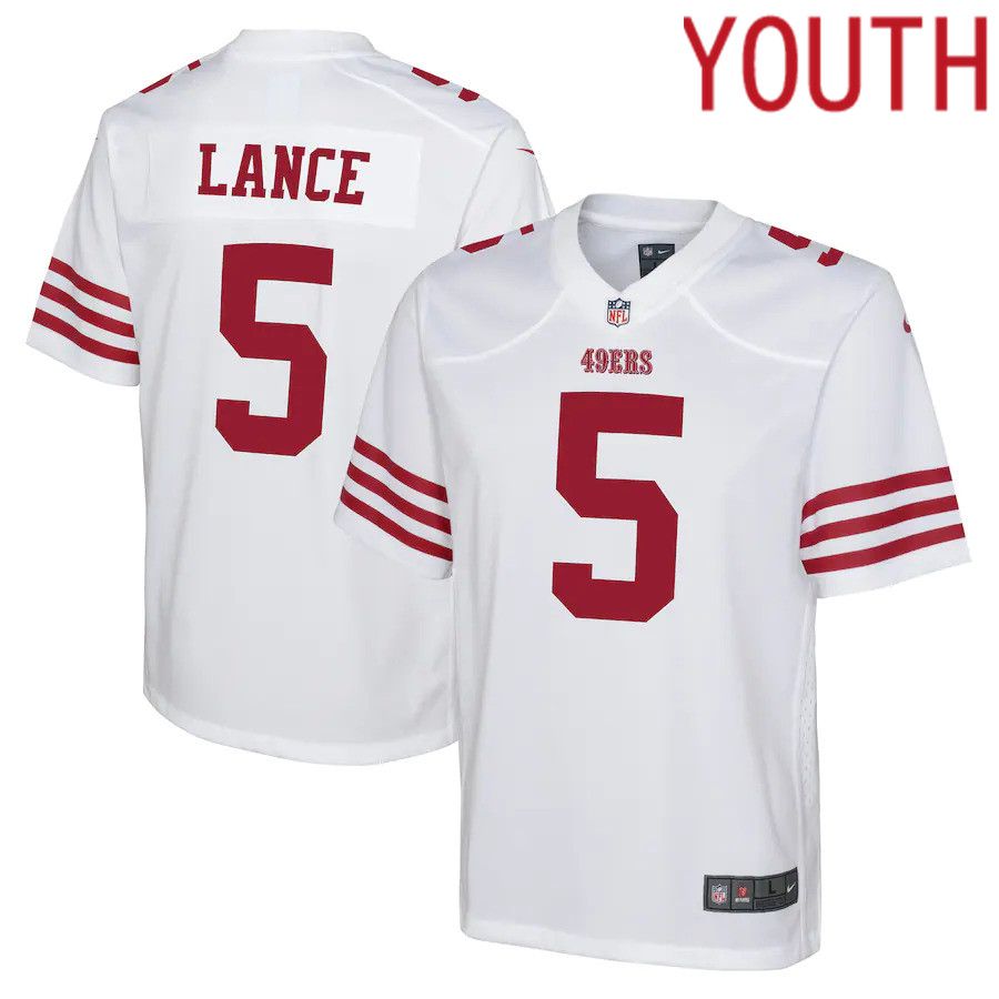 Youth San Francisco 49ers #5 Trey Lance Nike White Game NFL Jersey->women nfl jersey->Women Jersey